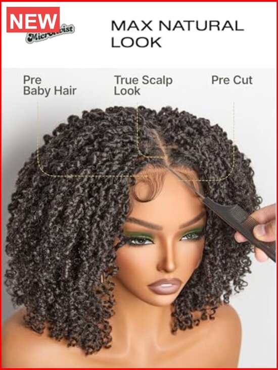 Synthetic 11X4 HD Lace Frontal Wig 200% Density Micro Twist Curly Fluffy main image 7